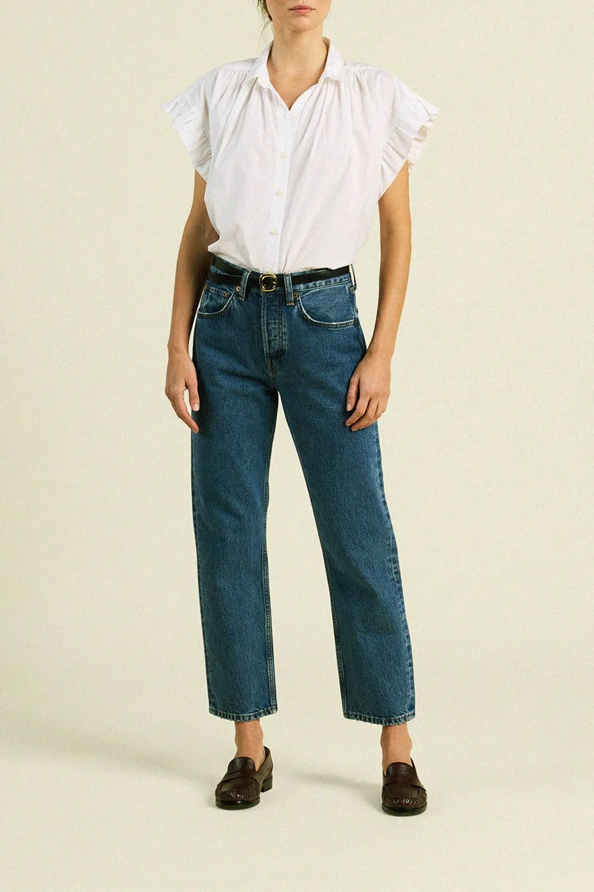 Marianne B Ruffle Sleeve Shirt White Poplin sold by Trovata product image thumbnail 2