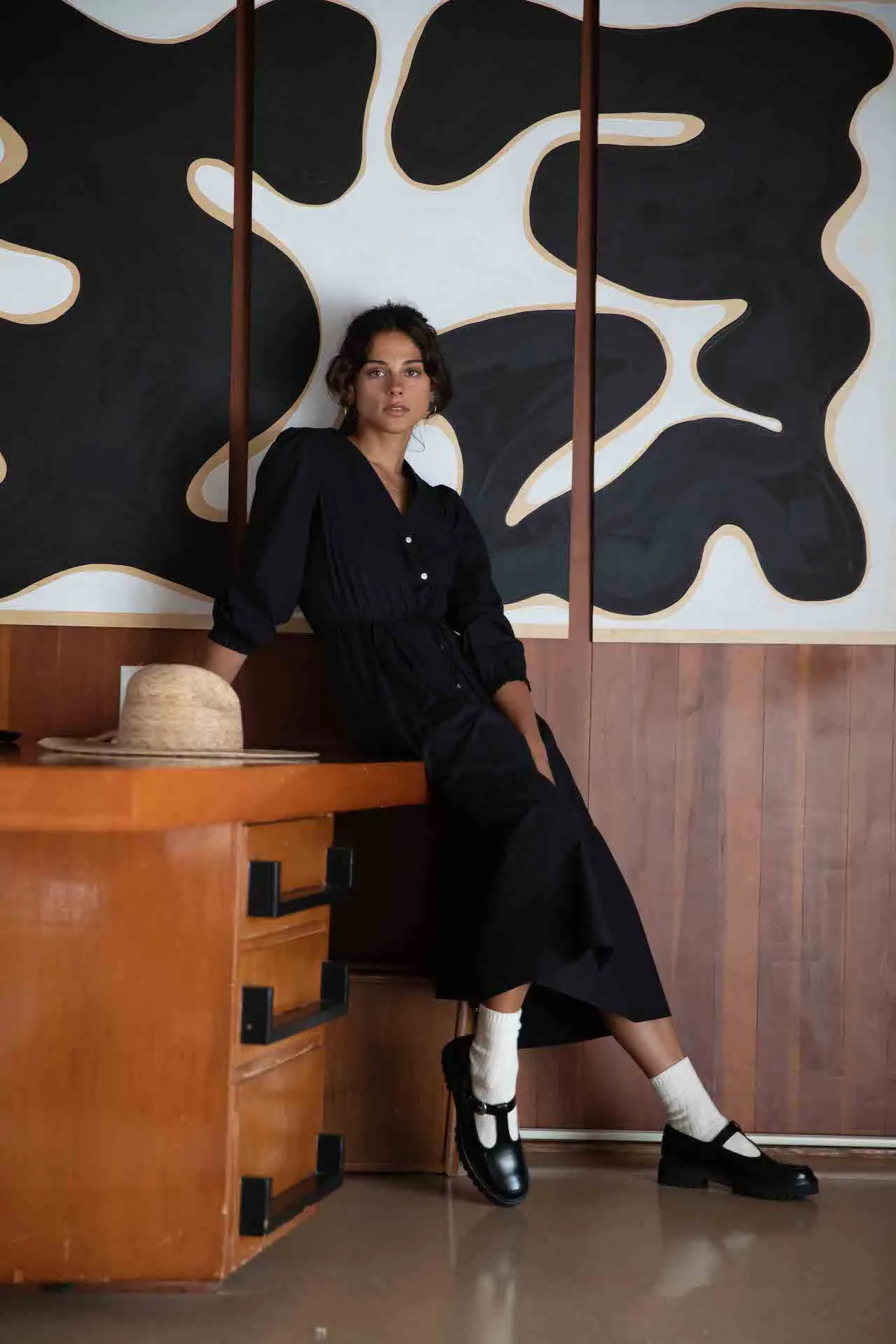 Ainsley "B" Dress Black Poplin sold by Trovata product image thumbnail 2