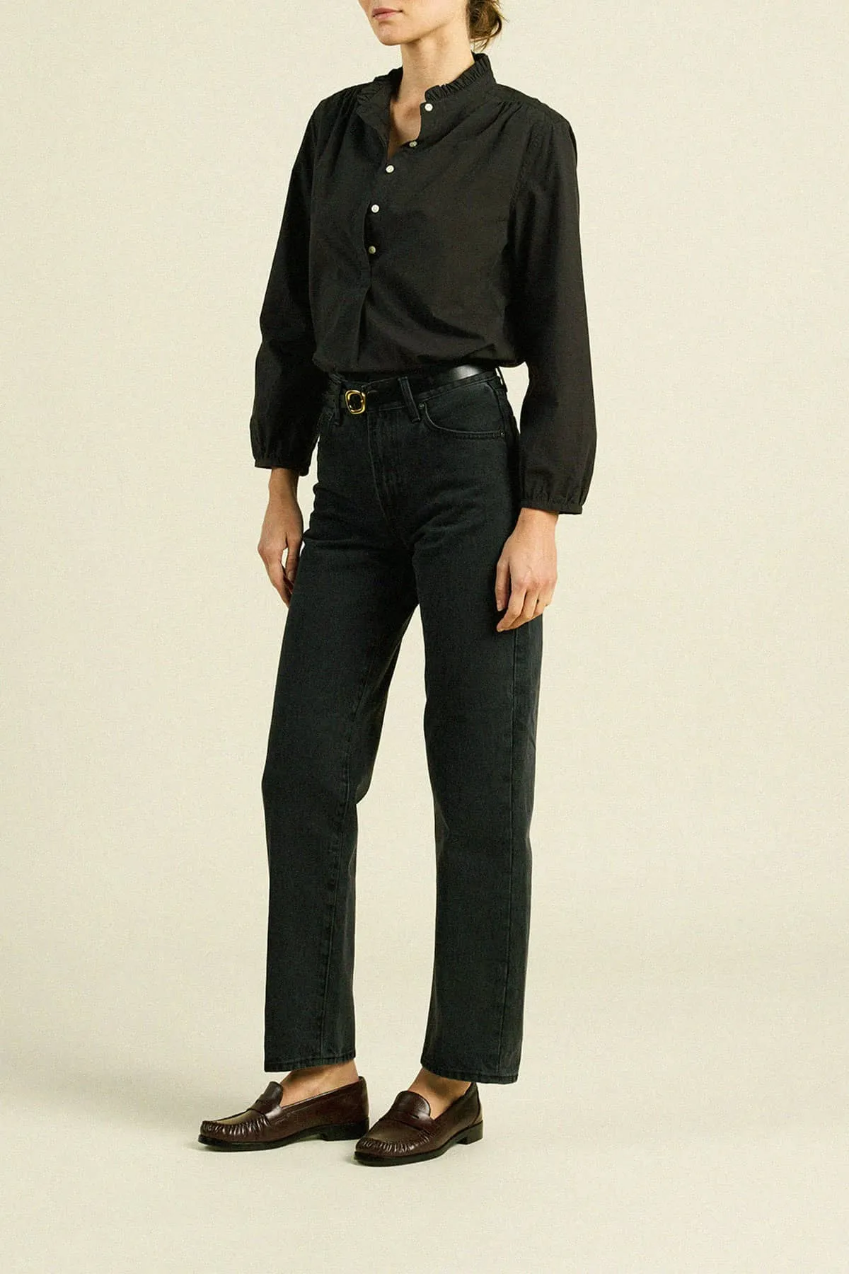 Sara "B" Henley Shirt Black Poplin sold by Trovata product image thumbnail 2