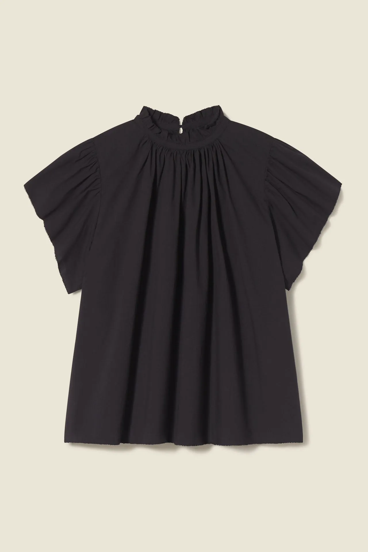 Carla Highneck Shirt Black Poplin sold by Trovata