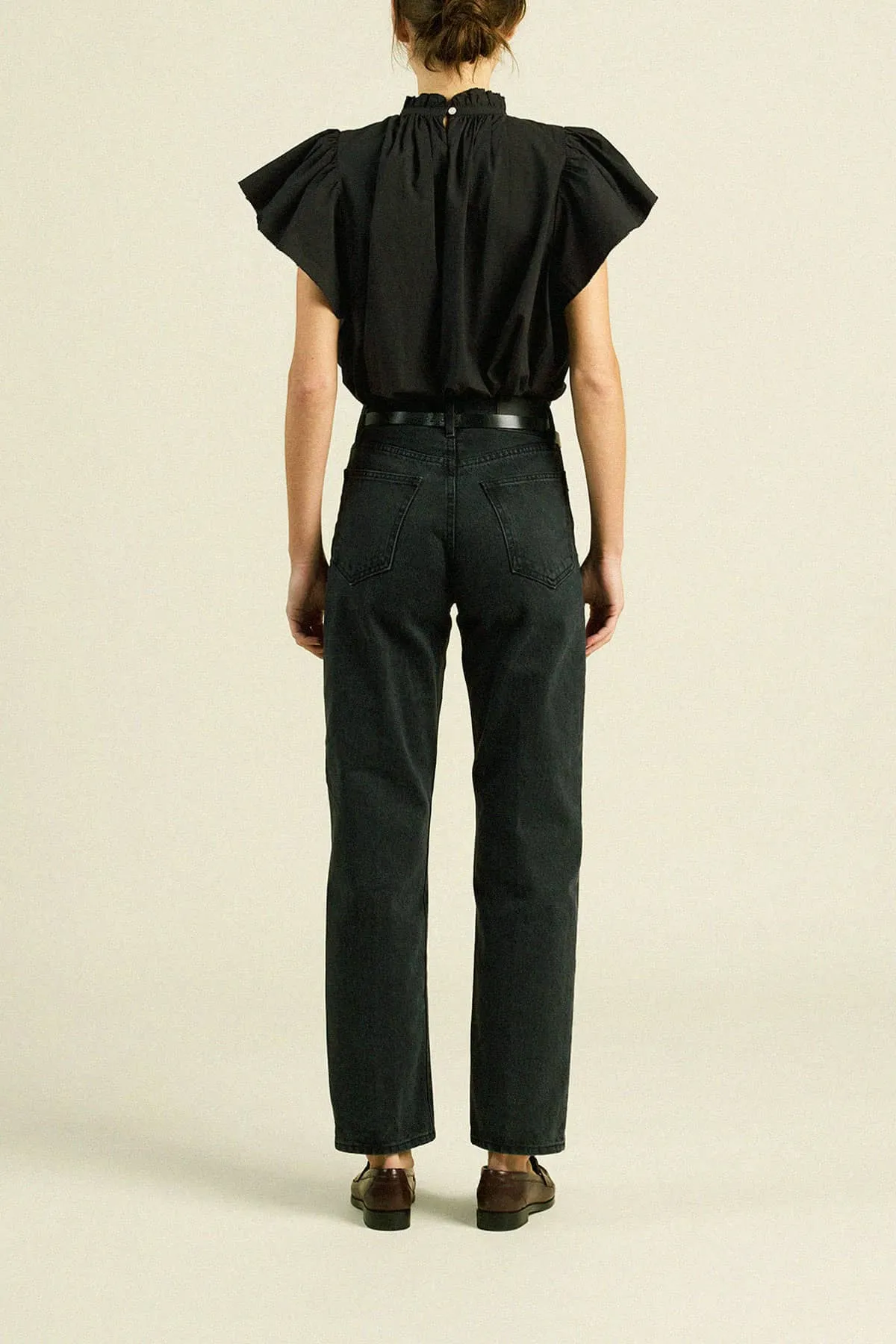 Carla Highneck Shirt Black Poplin sold by Trovata product image thumbnail 4