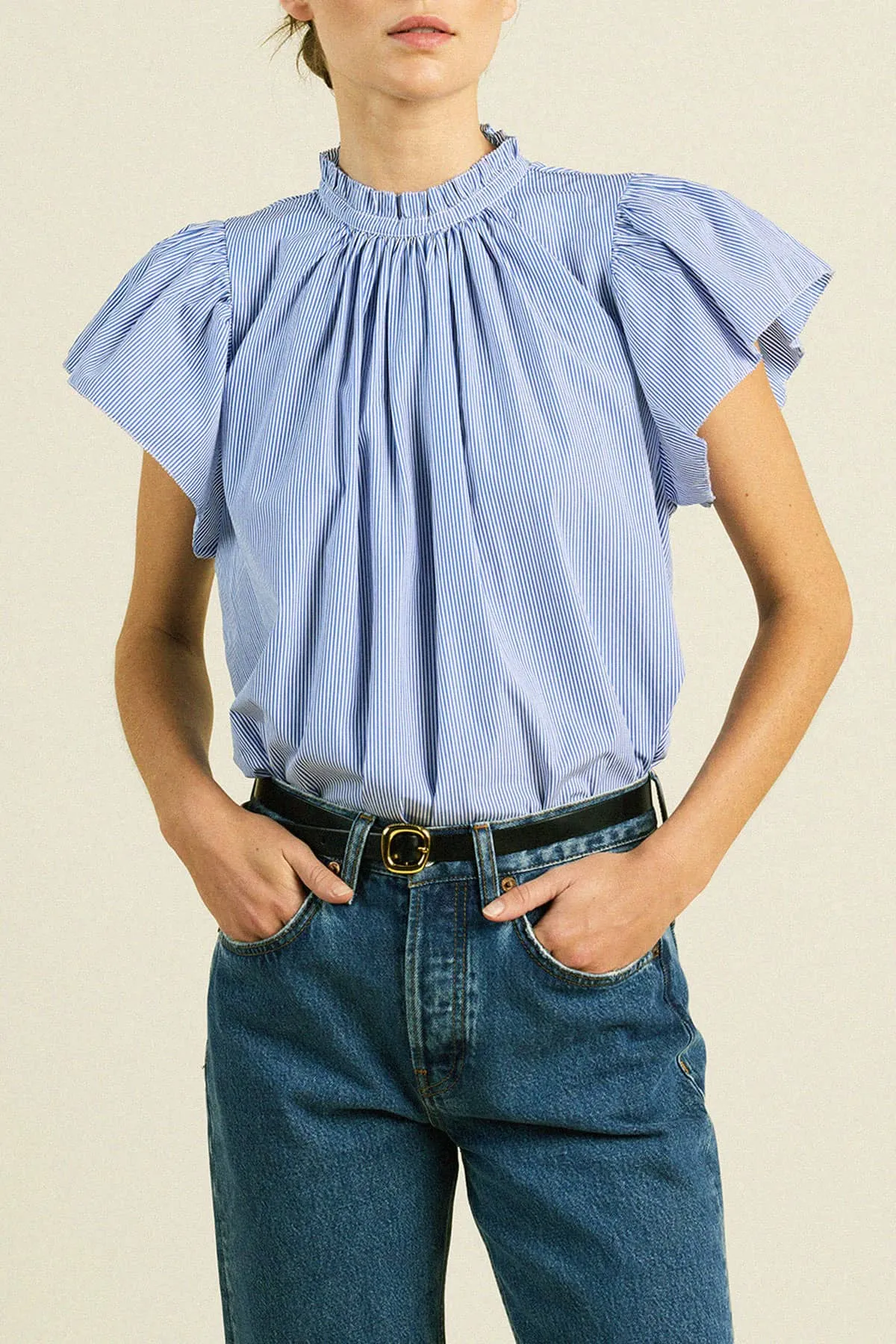 Carla Highneck Shirt Blue/White Stripe sold by Trovata product image thumbnail 2