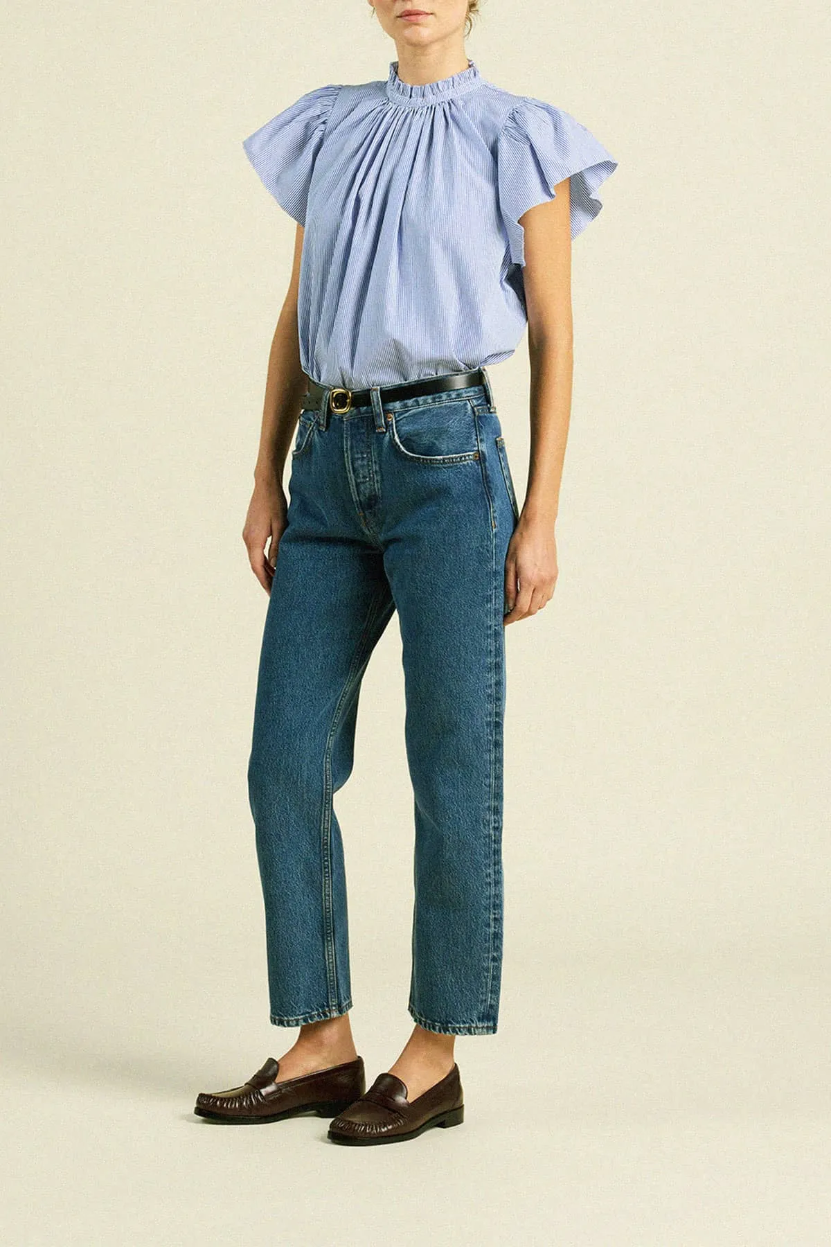 Carla Highneck Shirt Blue/White Stripe sold by Trovata product image thumbnail 3