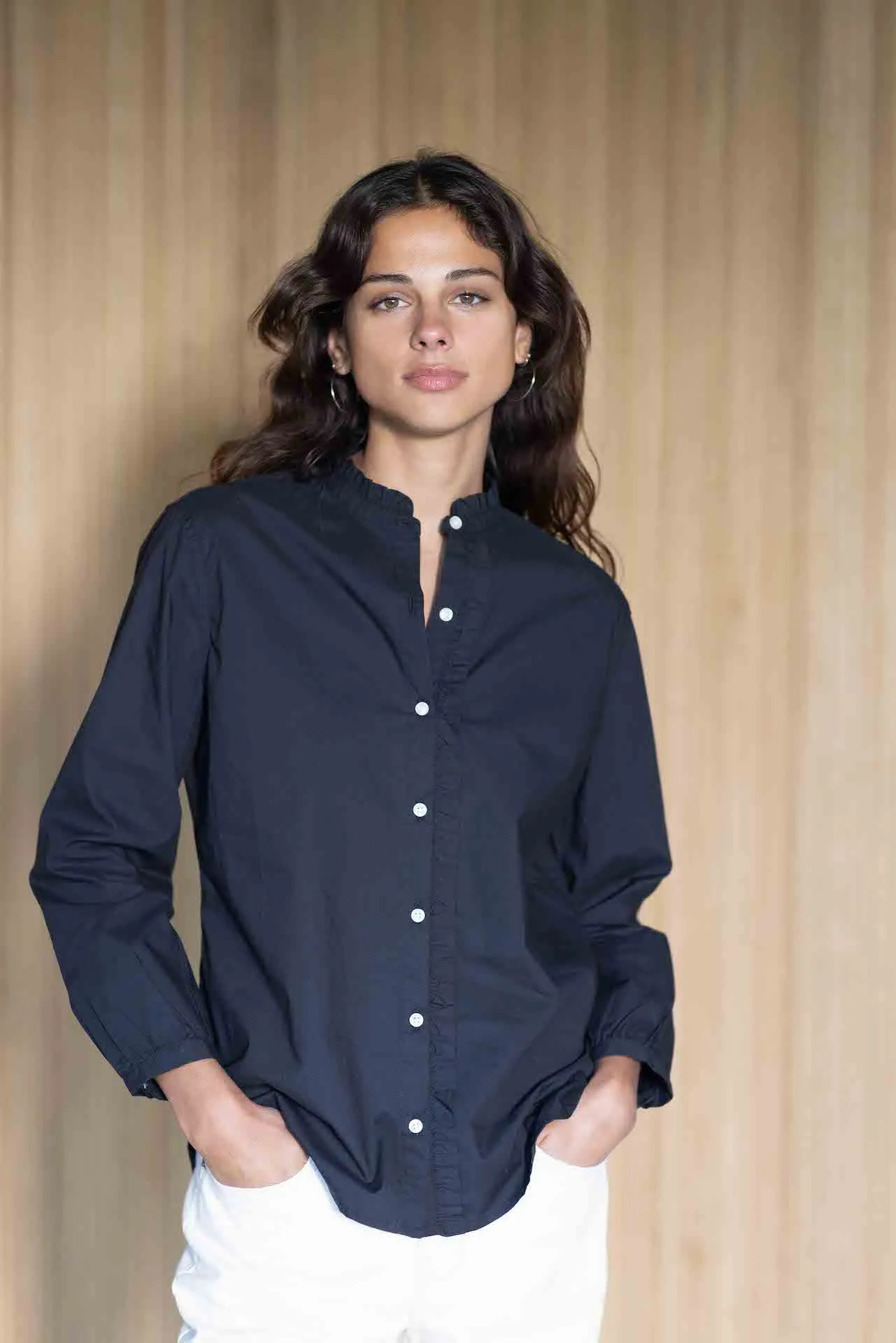 Helena Shirt Black Poplin sold by Trovata product image thumbnail 2