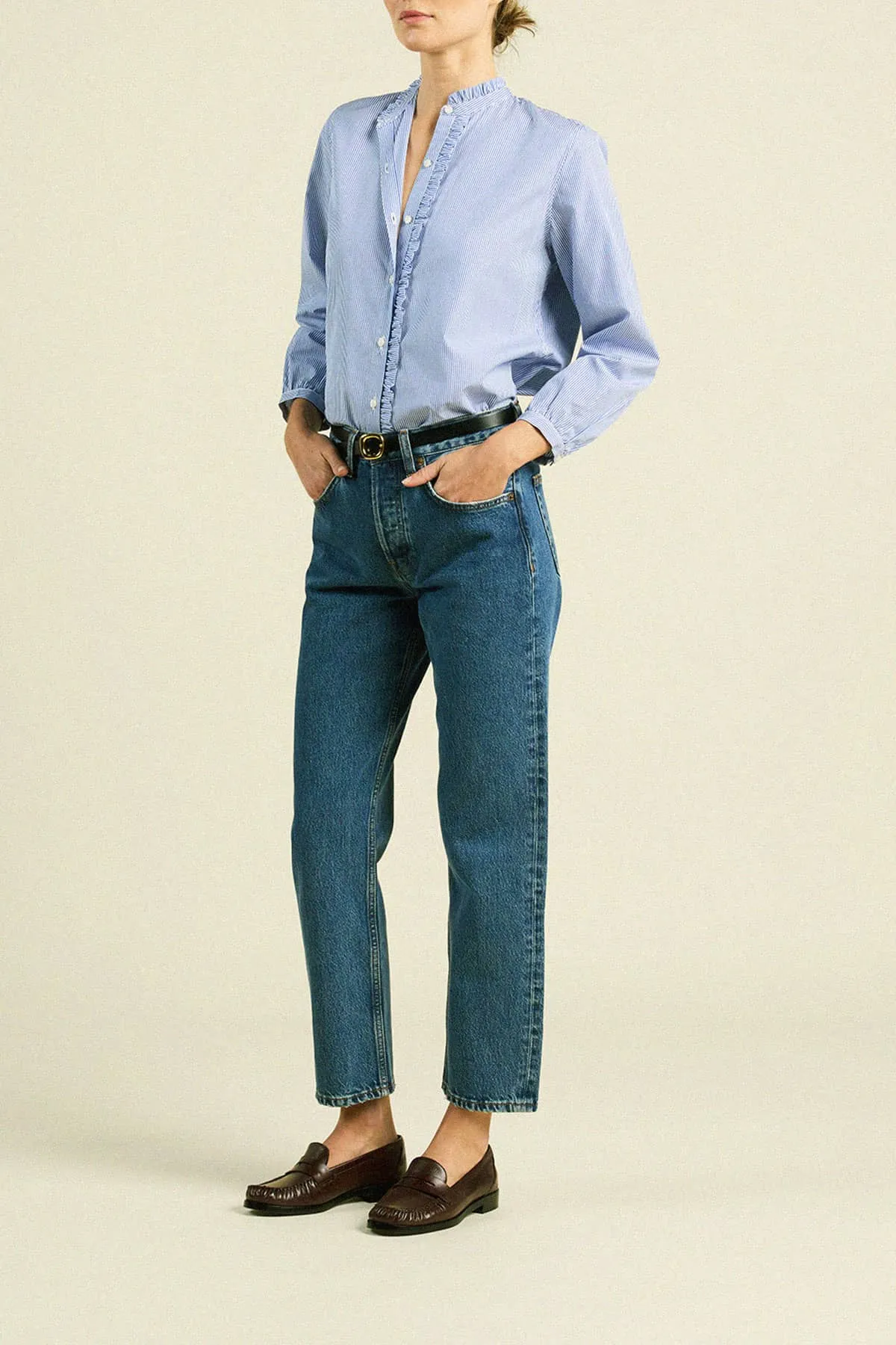 Helena Shirt Blue/White Stripe sold by Trovata product image thumbnail 3