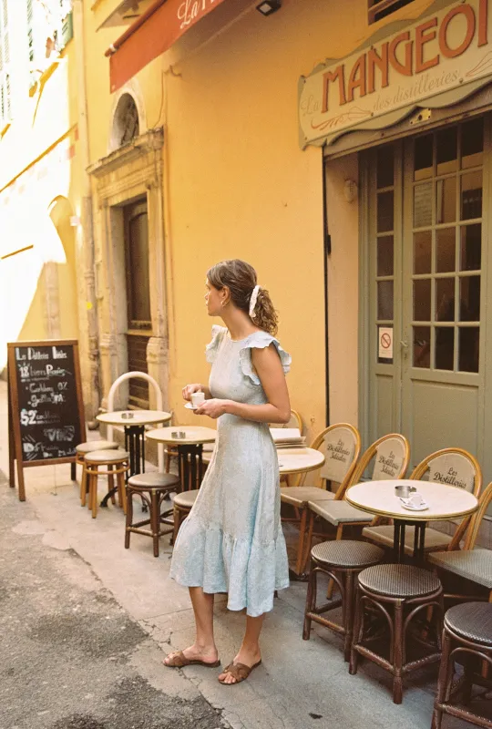 Rosa Dress Sky Linen made by Trovata