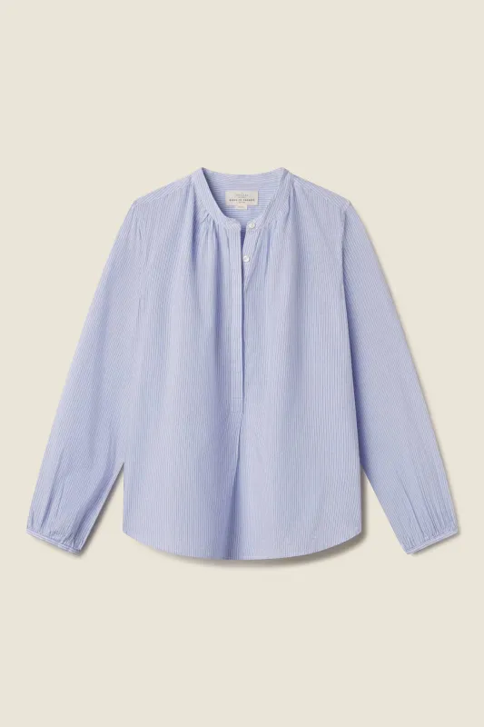 Aubree Blouse Cornflower Stripe sold by Trovata
