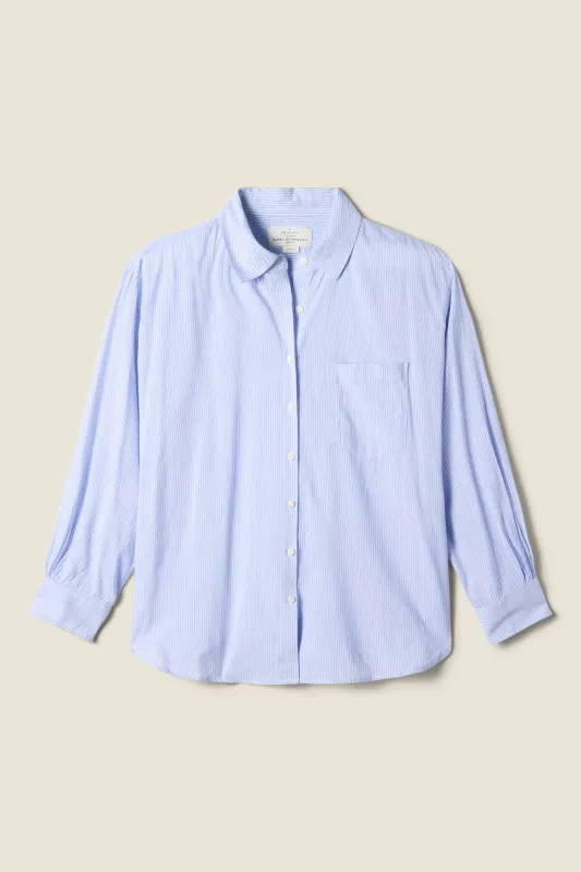 Blake Oversized Shirt Cornflower Stripe sold by Trovata