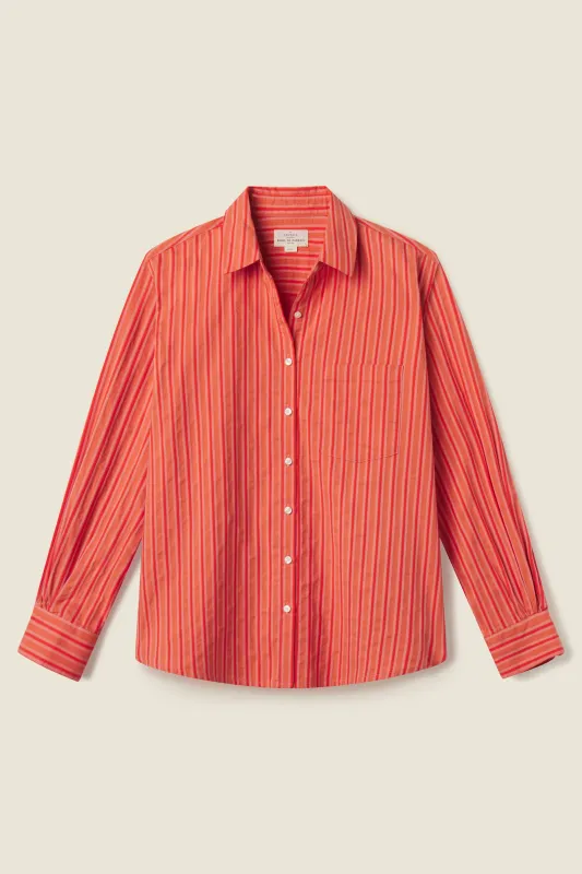 Blake Oversized Shirt Terracotta Stripe sold by Trovata
