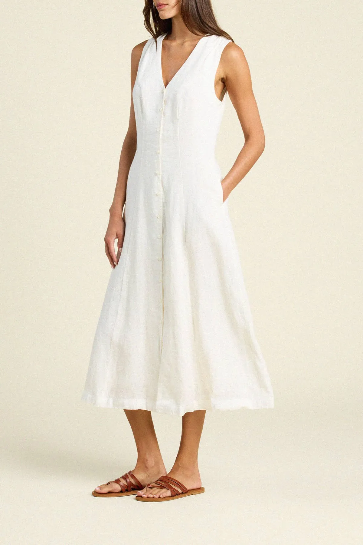 Eleonore Dress Ivory Linen sold by Trovata product image thumbnail 3
