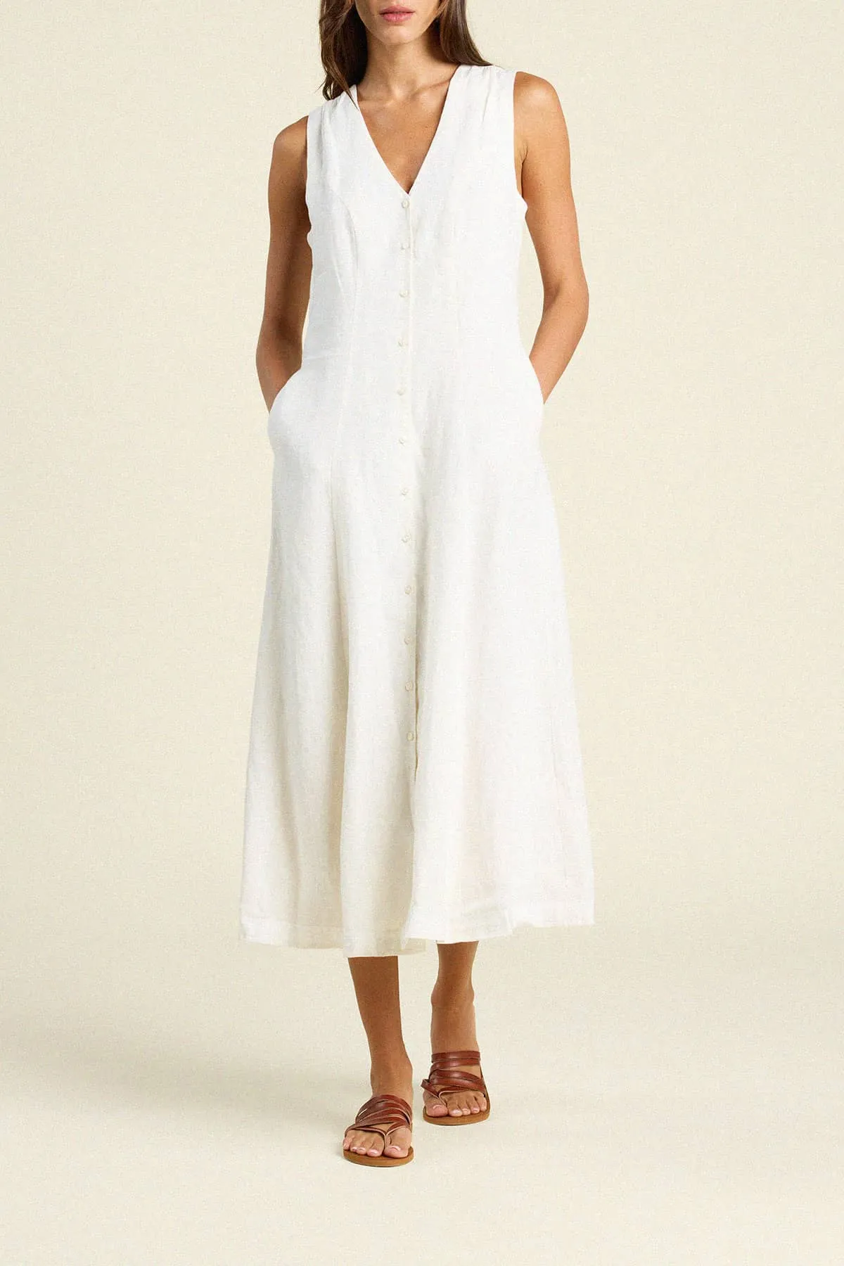 Eleonore Dress Ivory Linen sold by Trovata product image thumbnail 2