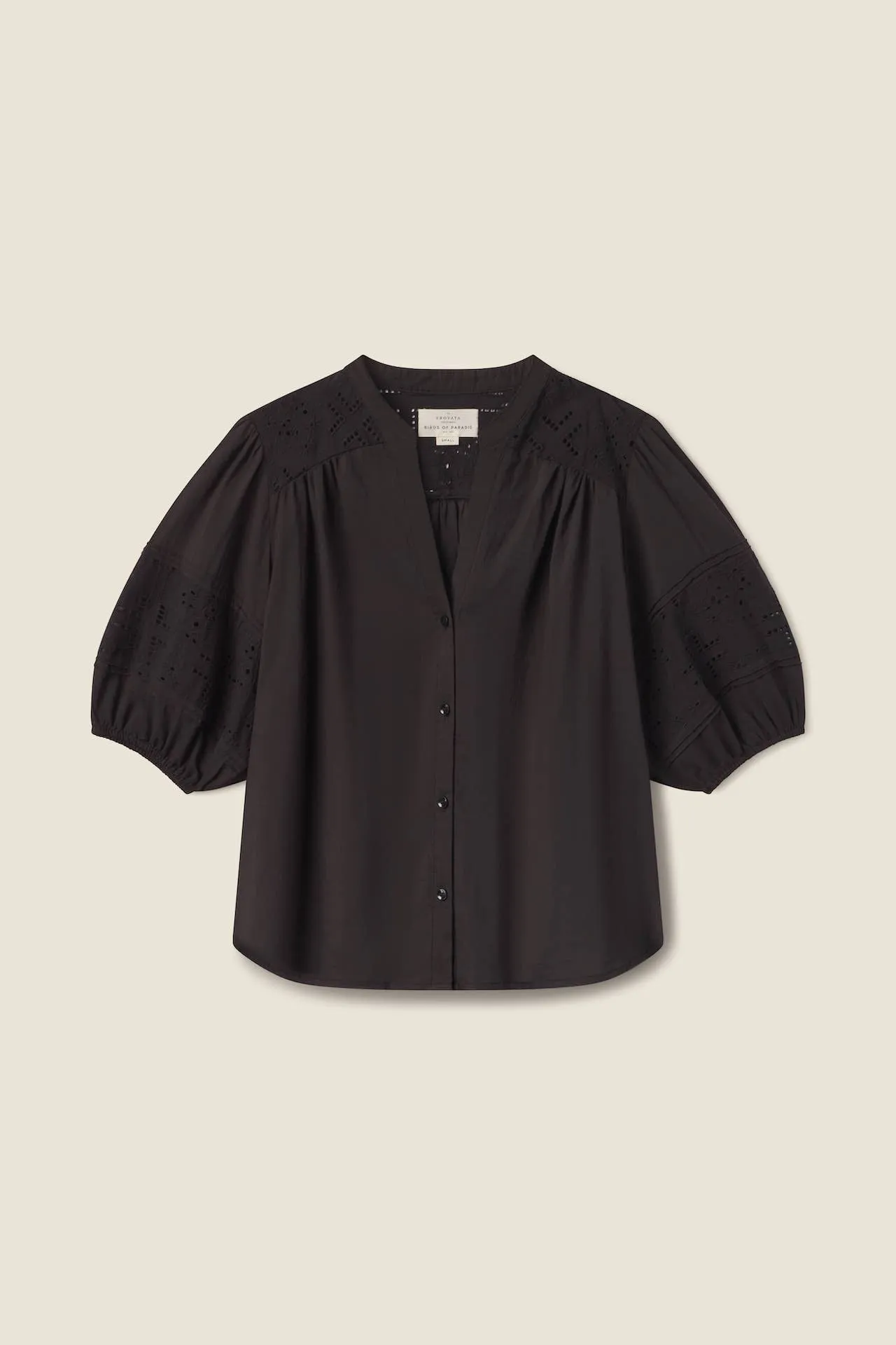 Loren Blouse Black Handkerchief Eyelet sold by Trovata