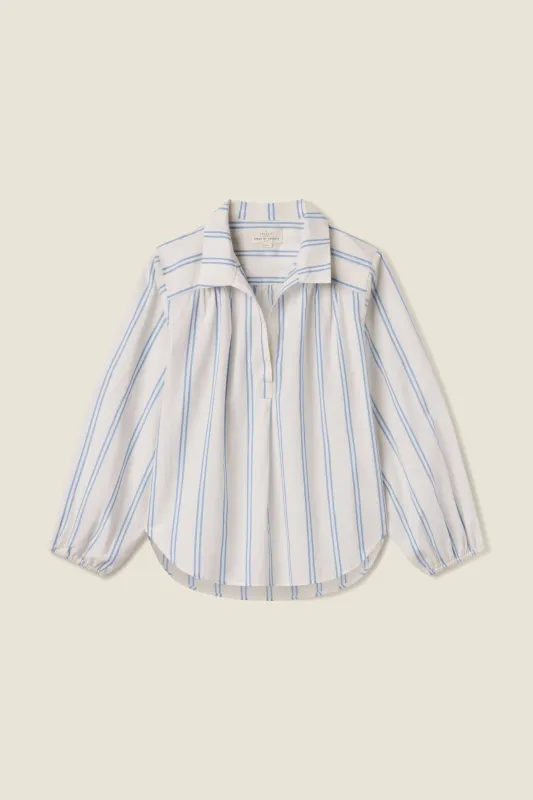 Marisol Blouse Cerulean Stripe made by Trovata