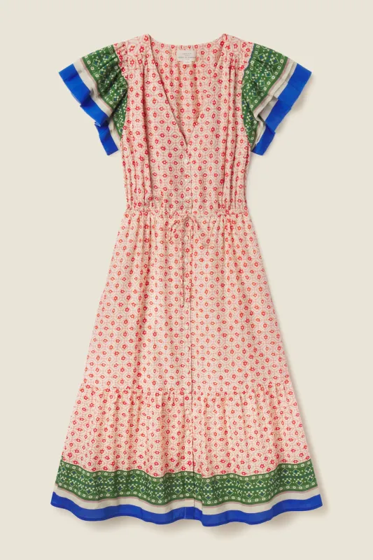 Kristine Dress Santorini Border made by Trovata