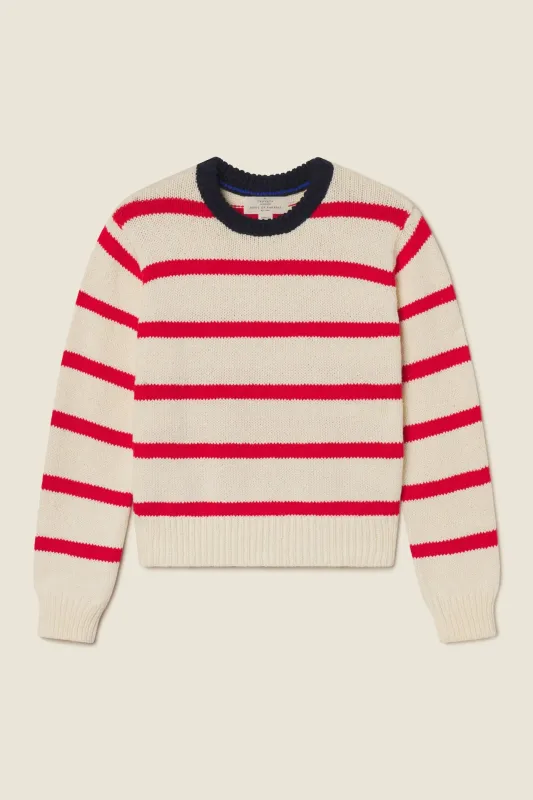 Cleo Sweater Antique White W/ Red Stripe sold by Trovata
