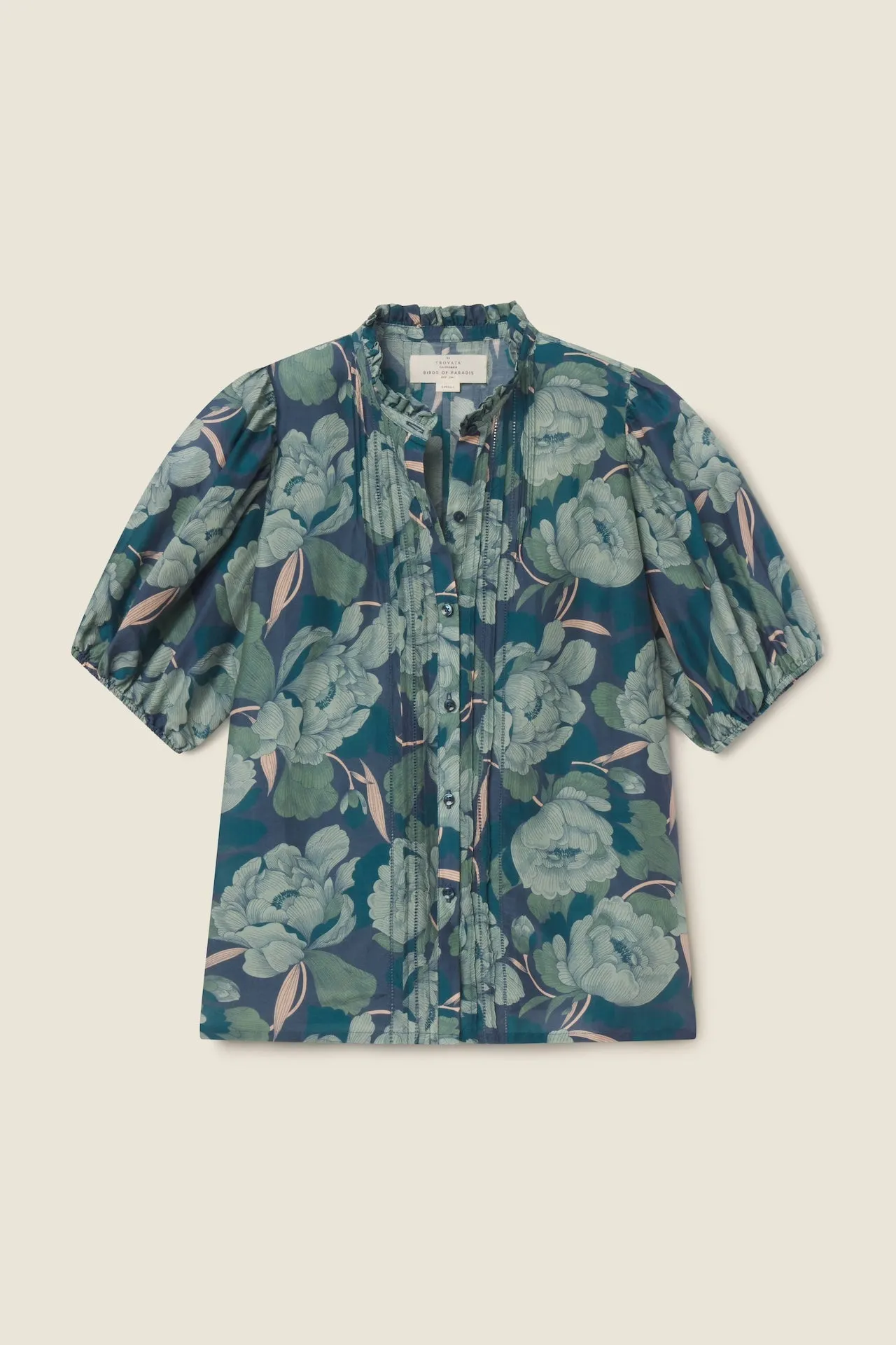 Mira Blouse Hushed Shadow sold by Trovata