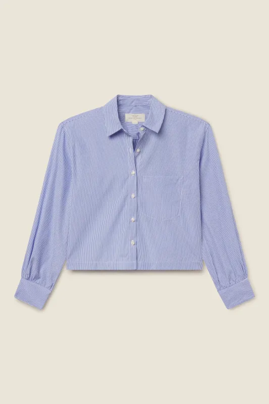 Nessa Shirt Blue/White Stripe sold by Trovata