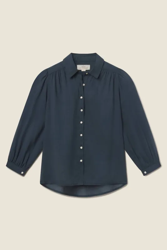 Zola Blouse Teal sold by Trovata