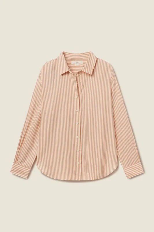 Emilia Oversized Shirt Maple Stripe sold by Trovata