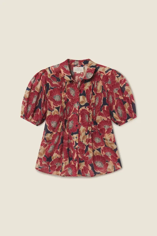 Nadine Blouse Oleander Rouge sold by Trovata