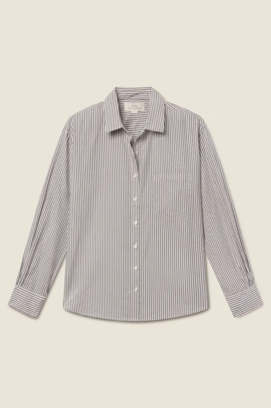 Blake Oversized Shirt Navy Stripe sold by Trovata