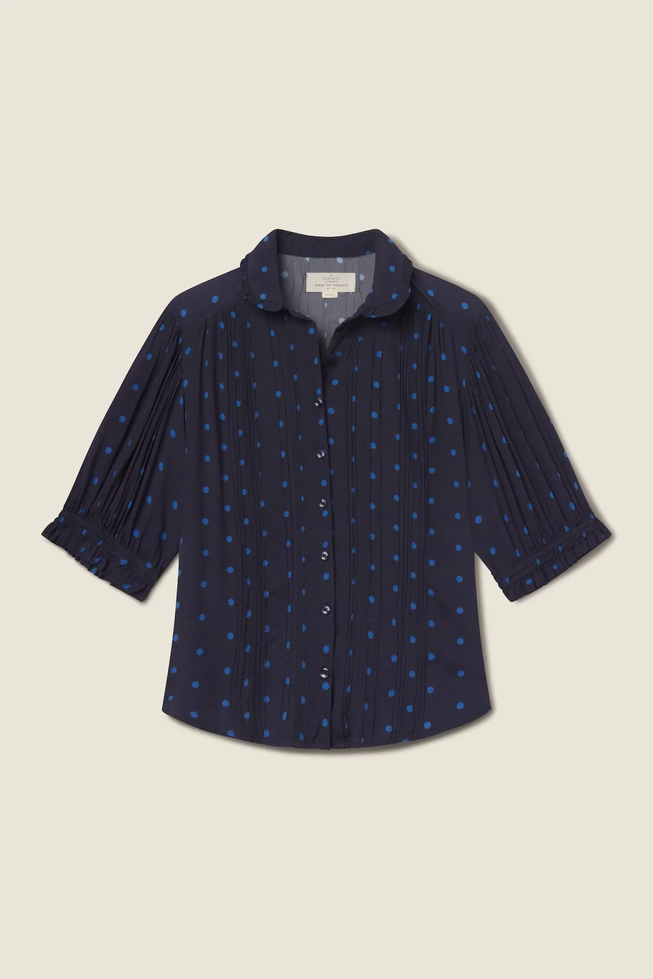 Gemma Blouse Azure Polka Dot sold by Trovata
