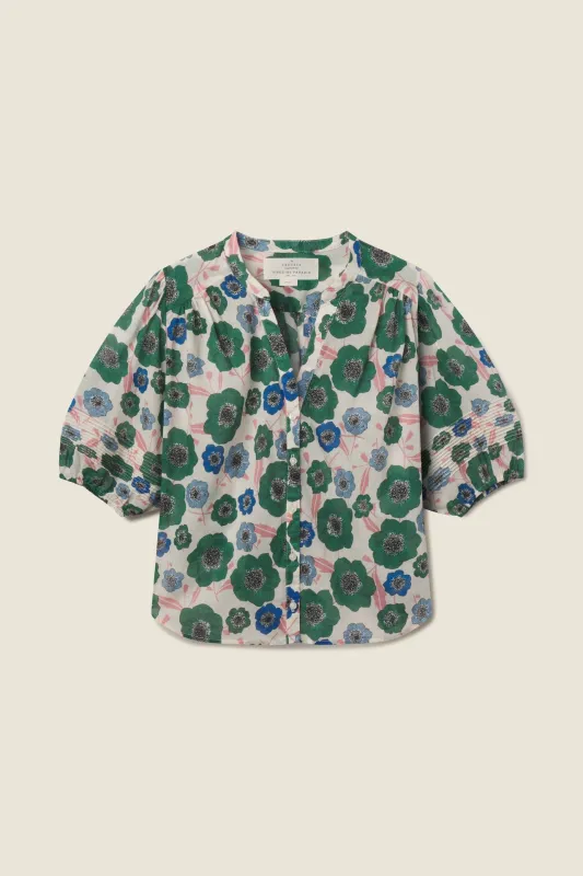 Loren Blouse Green House Bloom sold by Trovata
