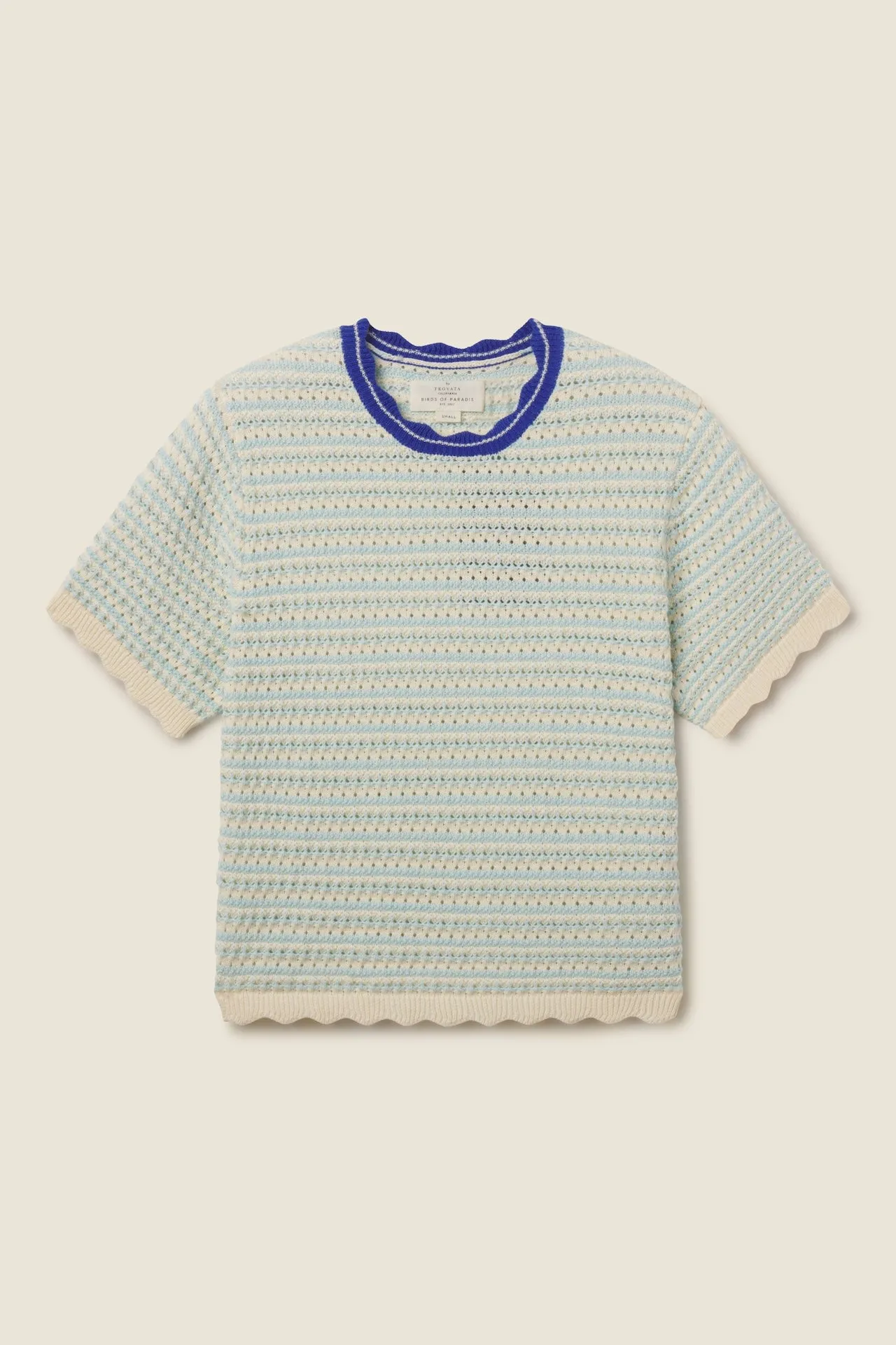 Jules Sweater T-Shirt Aqua Stripe sold by Trovata