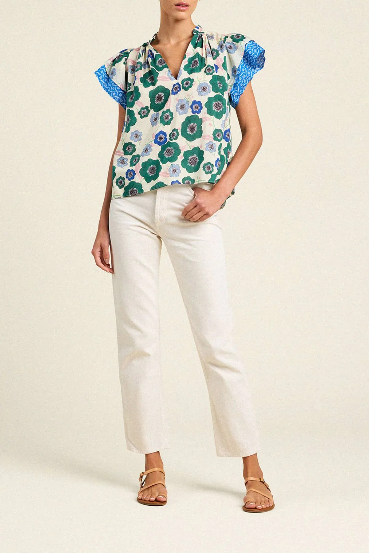 Clover Blouse Green House Bloom Border sold by Trovata product image thumbnail 2