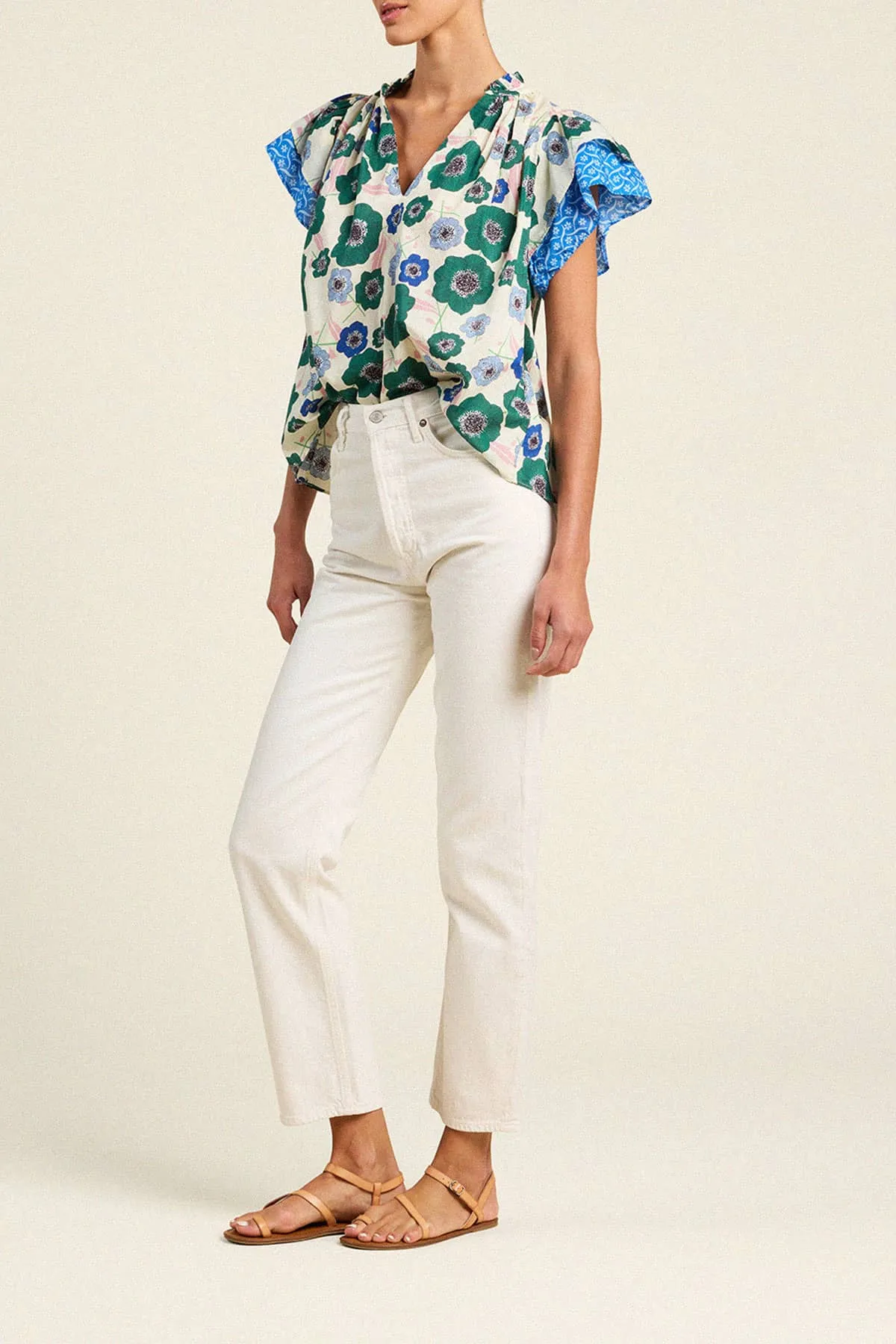 Clover Blouse Green House Bloom Border sold by Trovata product image thumbnail 3