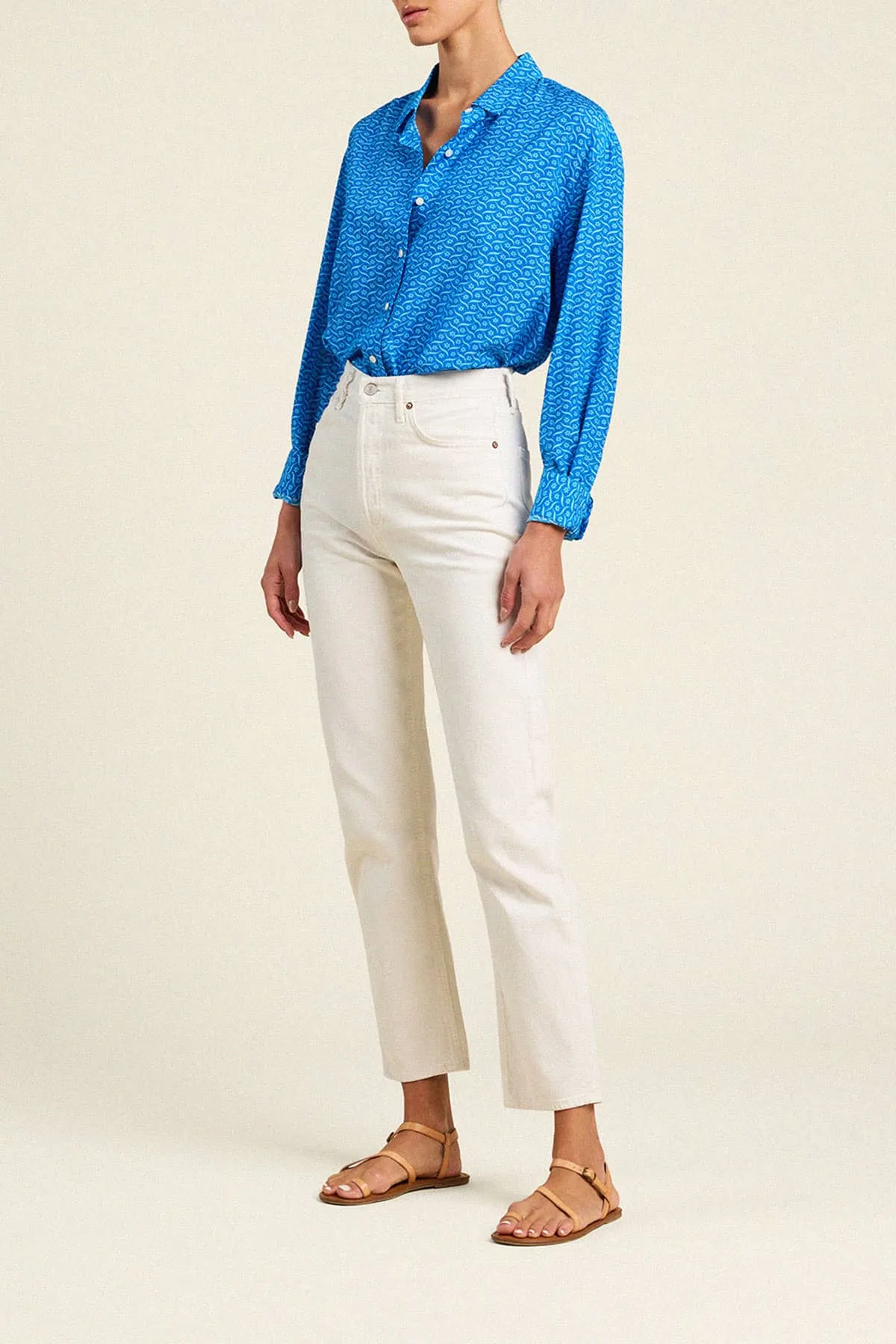 Emilia Oversized Shirt Cerulean Floral sold by Trovata product image thumbnail 4