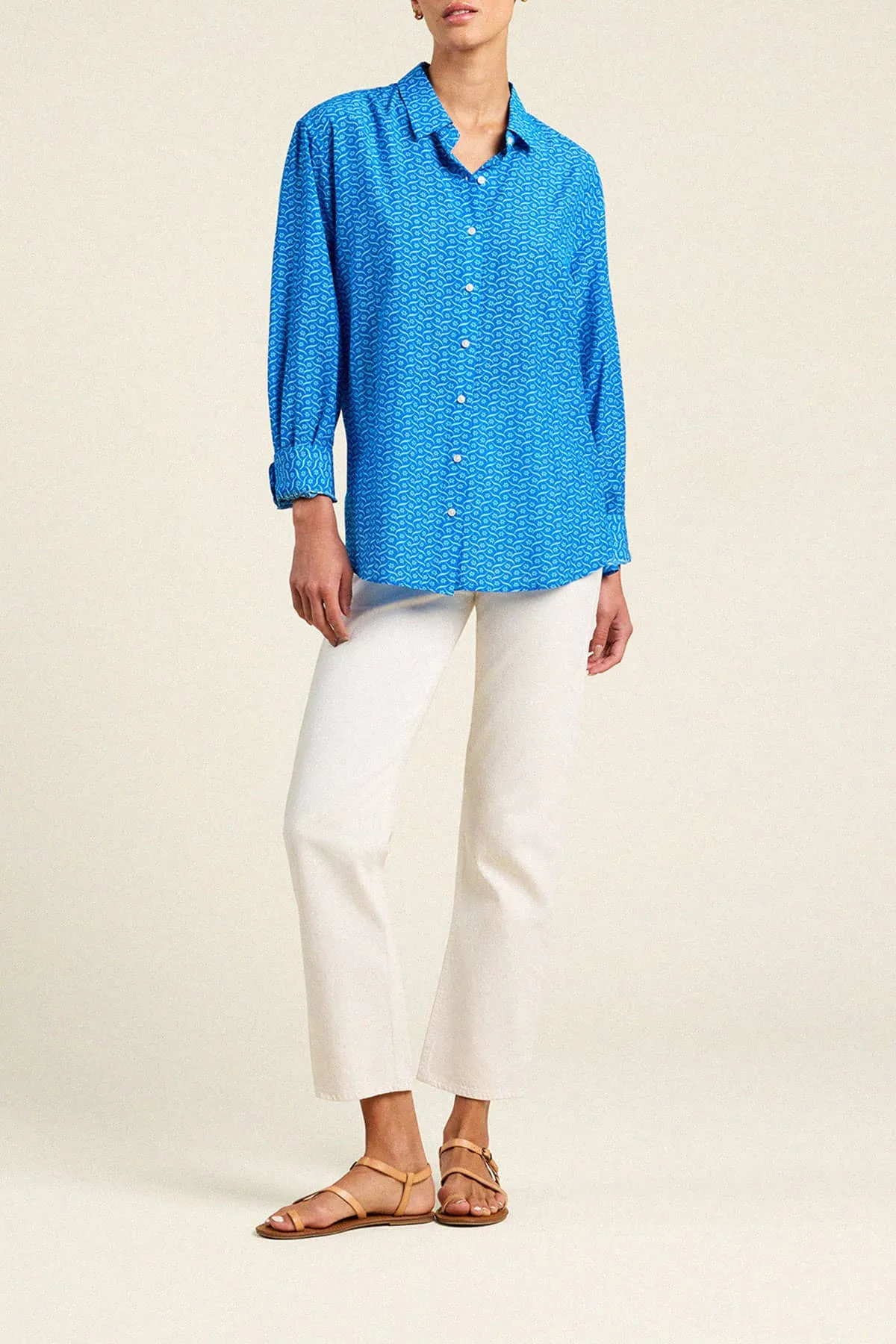 Emilia Oversized Shirt Cerulean Floral sold by Trovata product image thumbnail 3