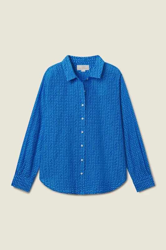 Emilia Oversized Shirt Cerulean Floral made by Trovata