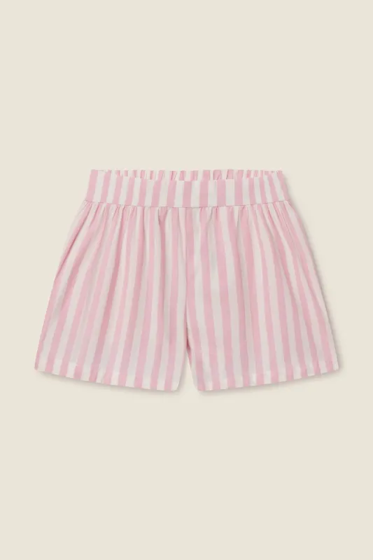 Rhea Short Pink Stripe sold by Trovata