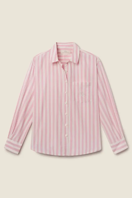 Blake Oversized Shirt Pink Stripe sold by Trovata