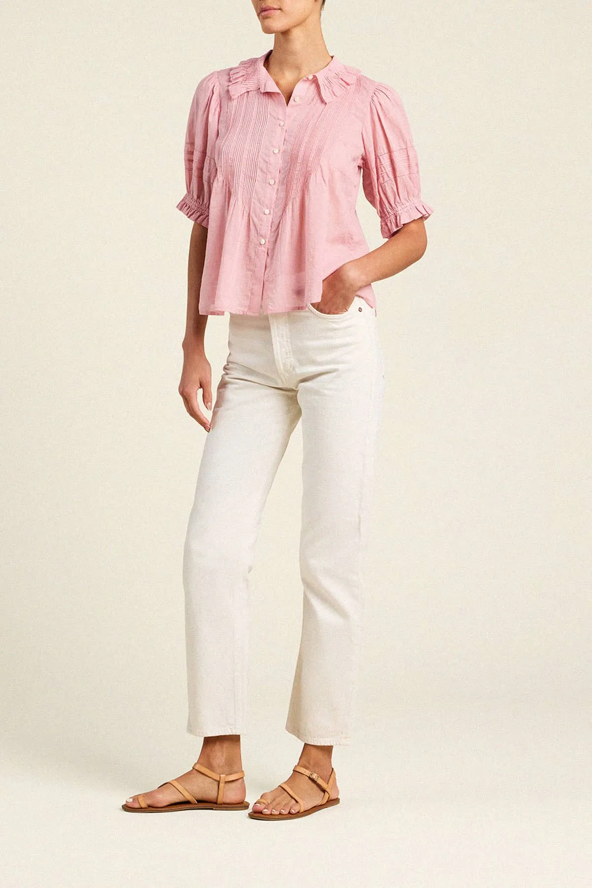 Jess Blouse Blush Houndstooth sold by Trovata product image thumbnail 3