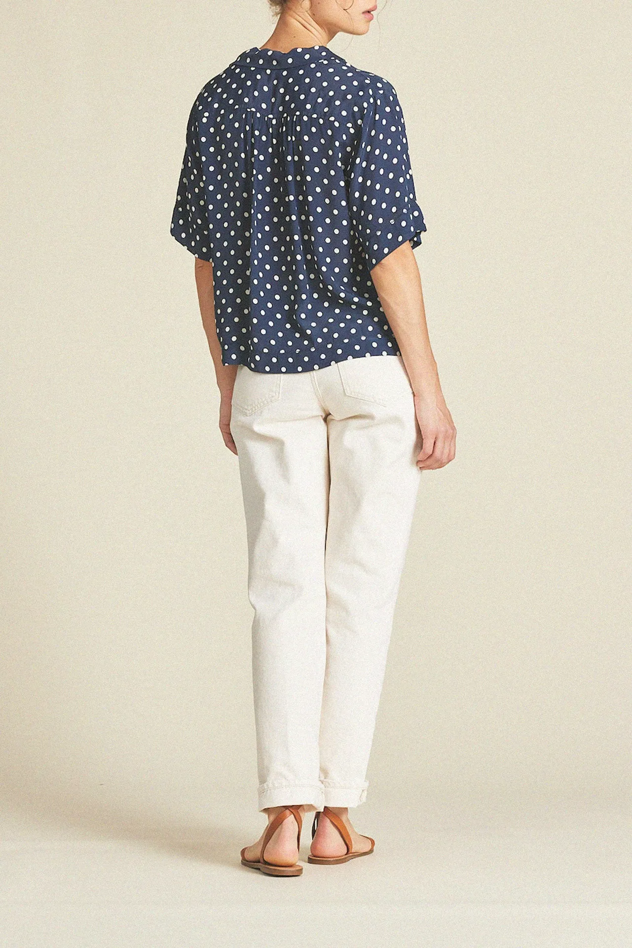 Inez Shirt Navy Polka Dot sold by Trovata product image thumbnail 4