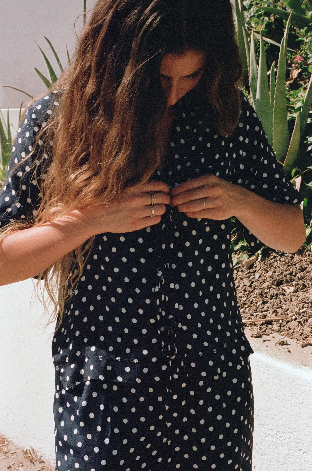 Inez Shirt Navy Polka Dot sold by Trovata product image thumbnail 2
