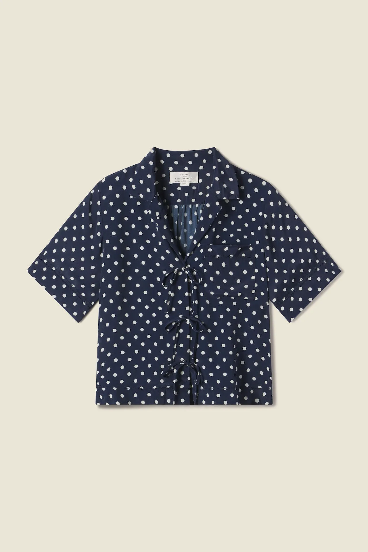 Inez Shirt Navy Polka Dot sold by Trovata