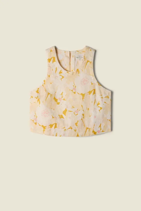 Esther Tank Honey Flora Linen made by Trovata