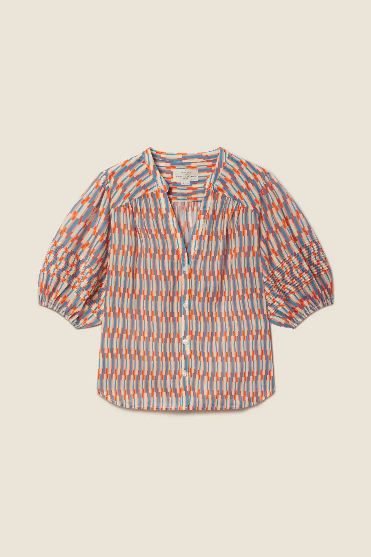 Loren Blouse Retro Grid sold by Trovata