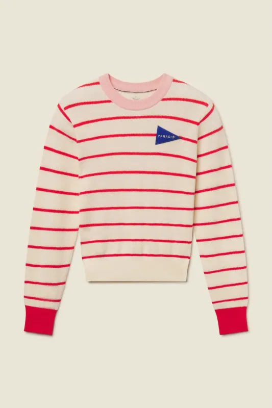 Cleo Sweater Antique White W/ Red Stripe made by Trovata