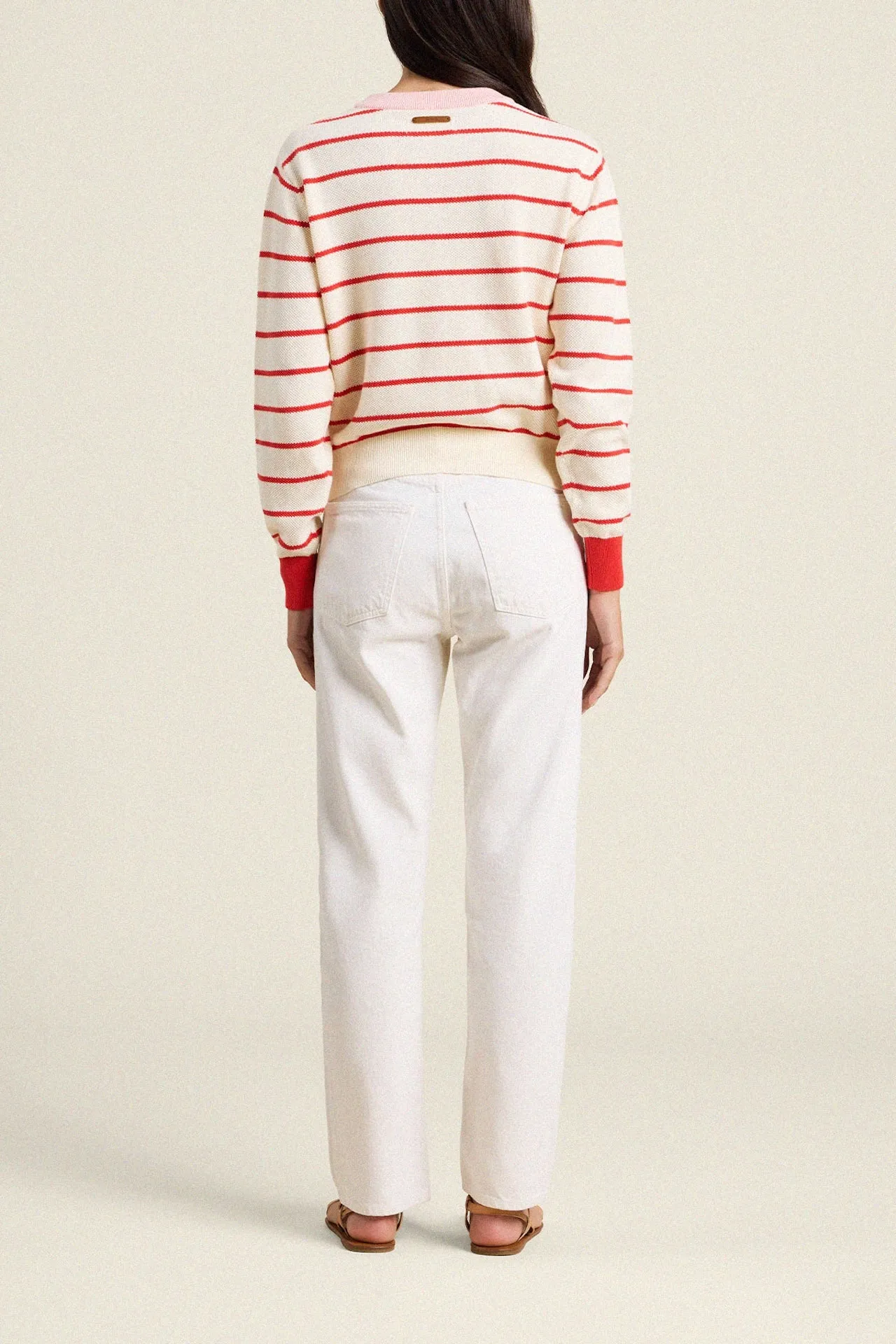 Cleo Sweater Antique White W/ Red Stripe sold by Trovata product image thumbnail 4