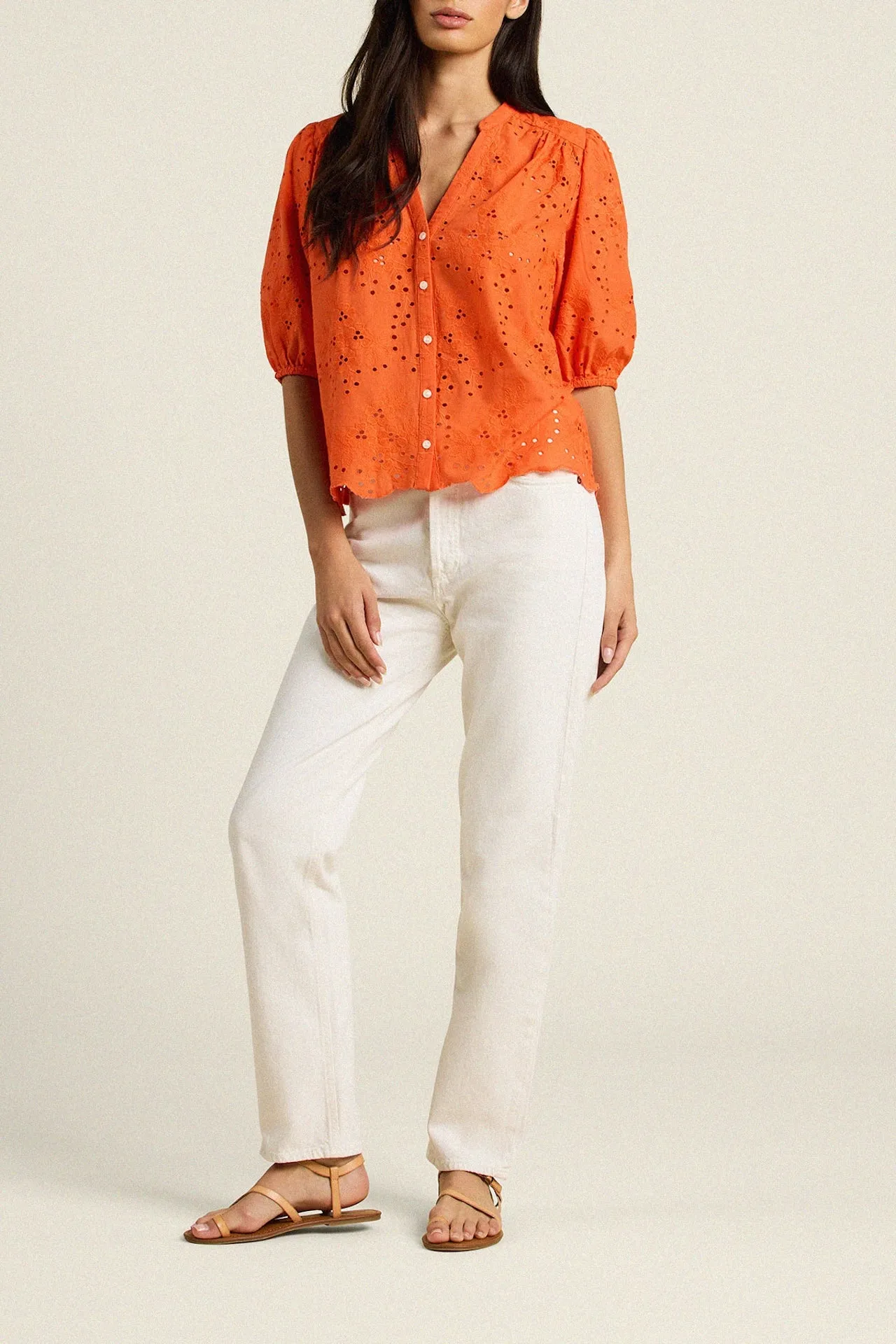Loren Blouse Vermillion Eyelet sold by Trovata product image thumbnail 2