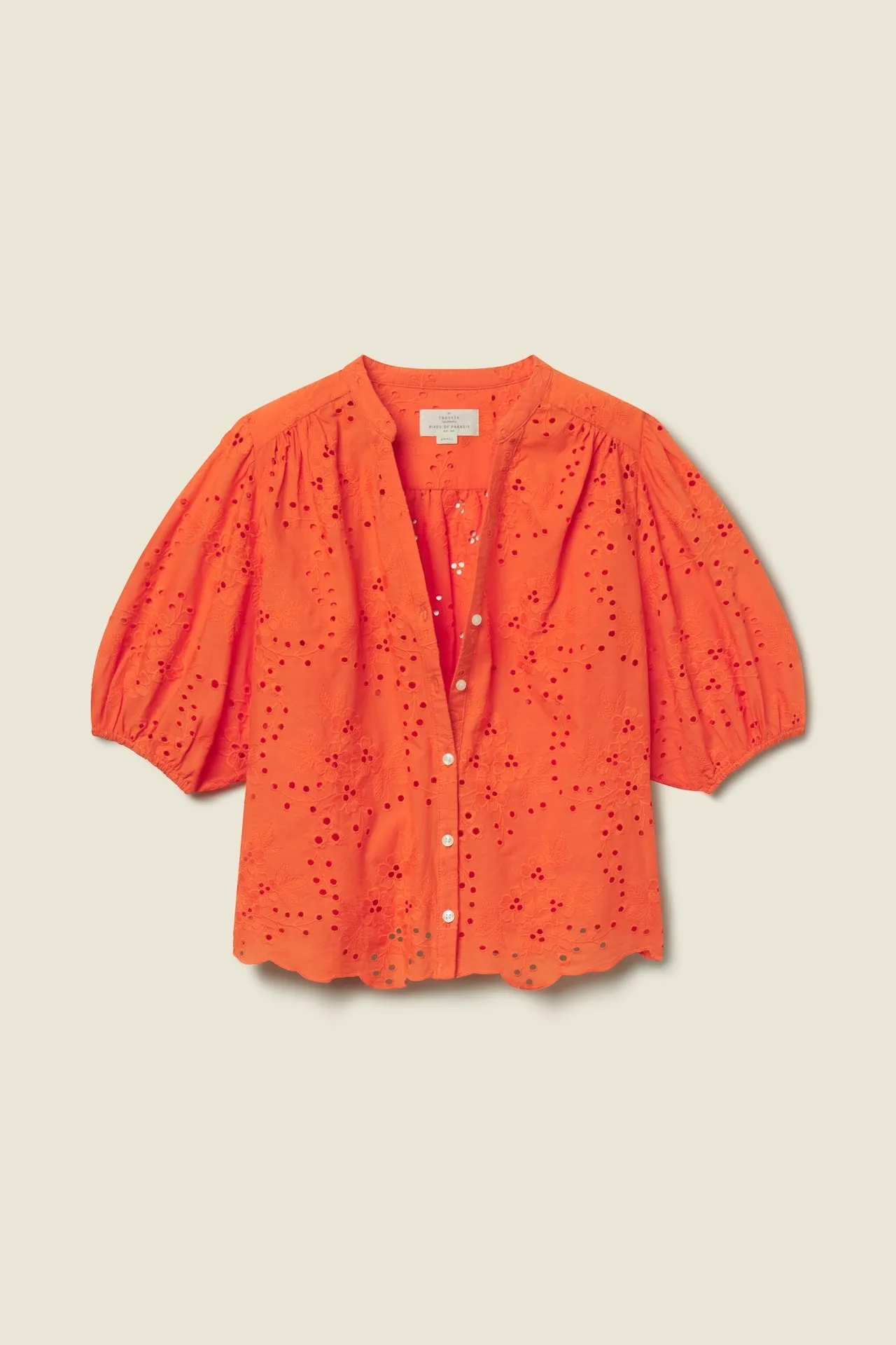 Loren Blouse Vermillion Eyelet sold by Trovata