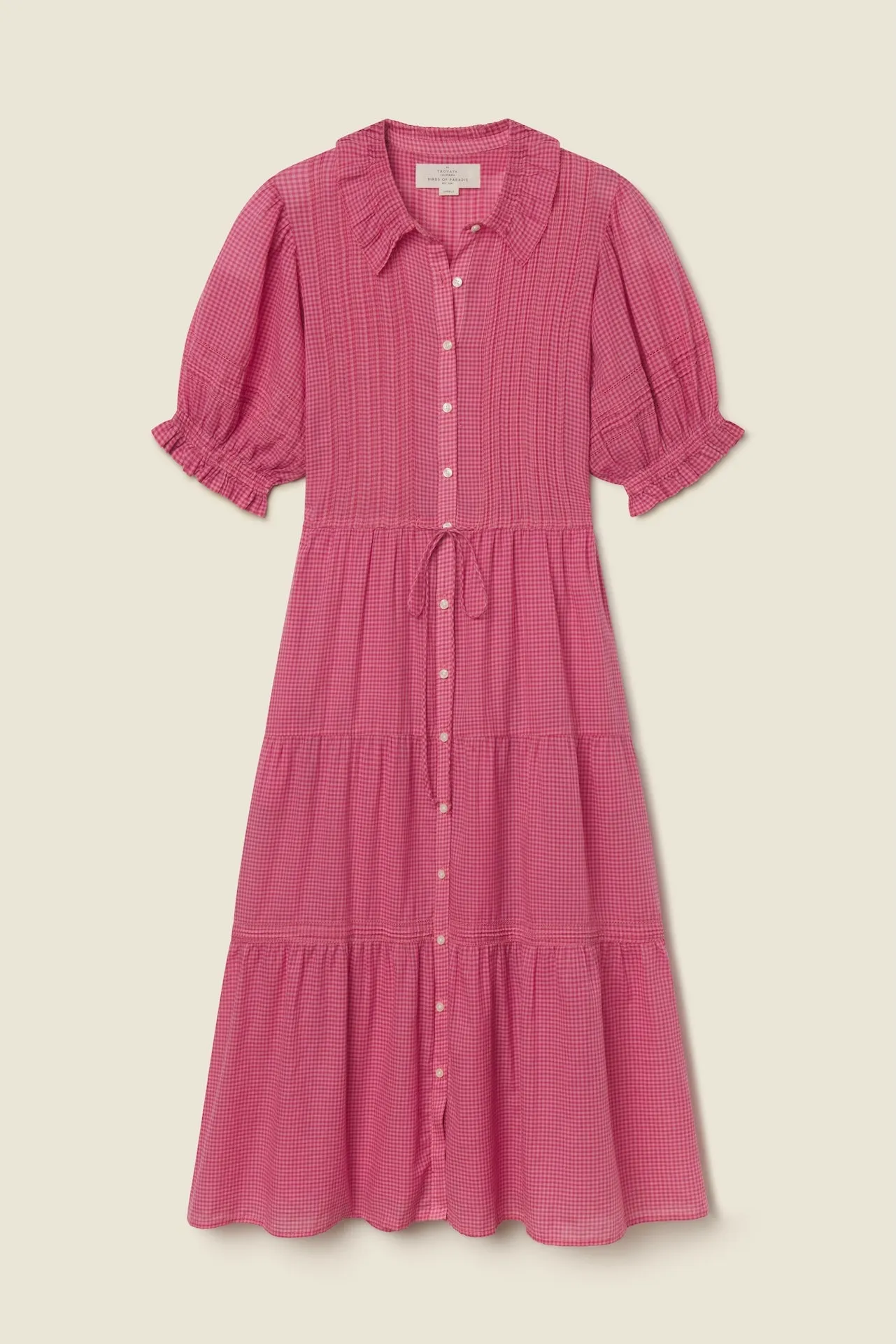 Elodie Dress Rosehip Gingham sold by Trovata