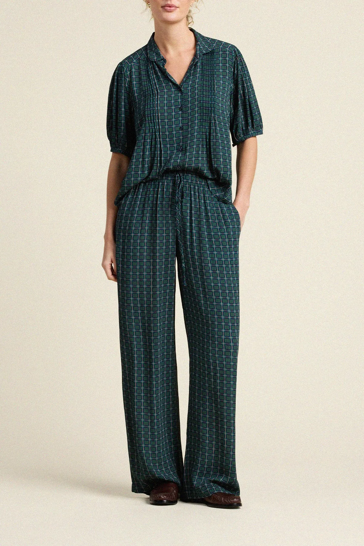 Nadine Blouse Davenport Plaid sold by Trovata product image thumbnail 3