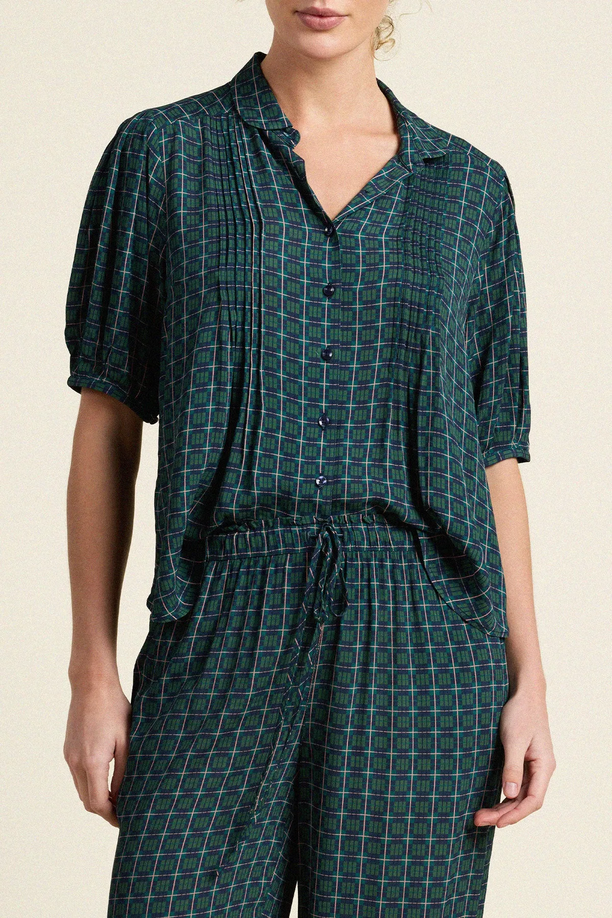 Nadine Blouse Davenport Plaid sold by Trovata product image thumbnail 2