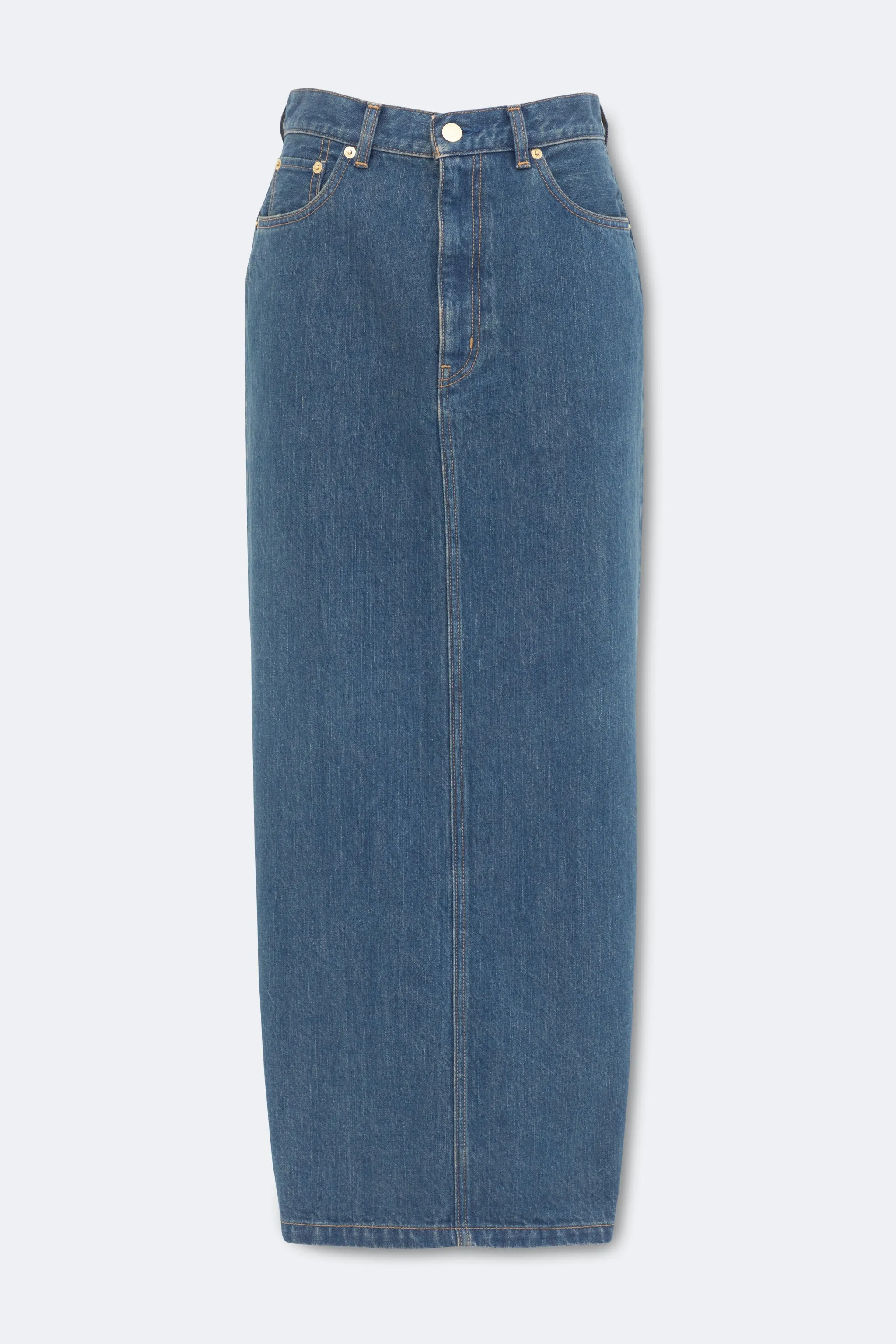 The Labradorite Denim Skirt Solid 1wash sold by Tu es mon TRESOR