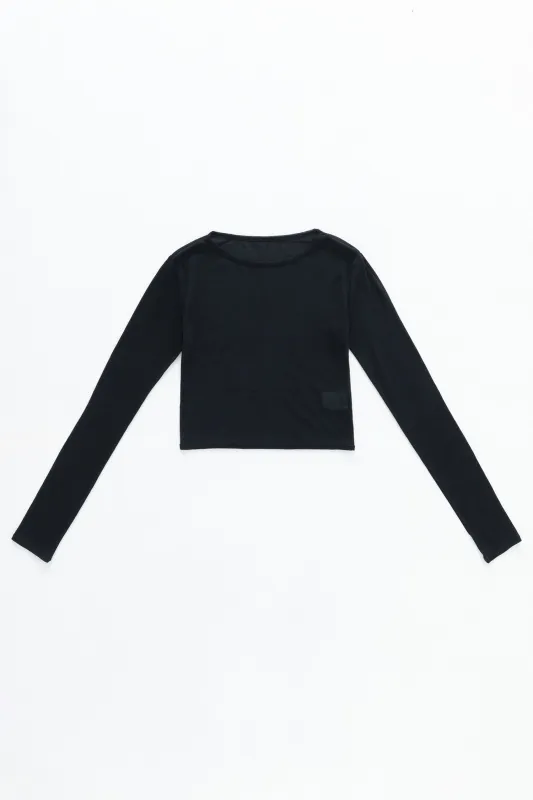 Crew Neck Cropped Top Black made by Tu es mon TRESOR